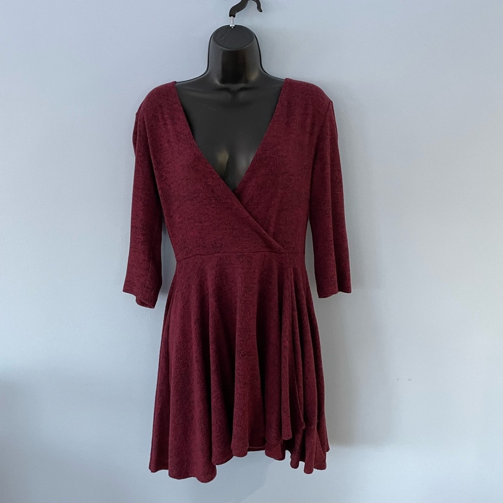 Scarlet long sleeve plunge neck dress